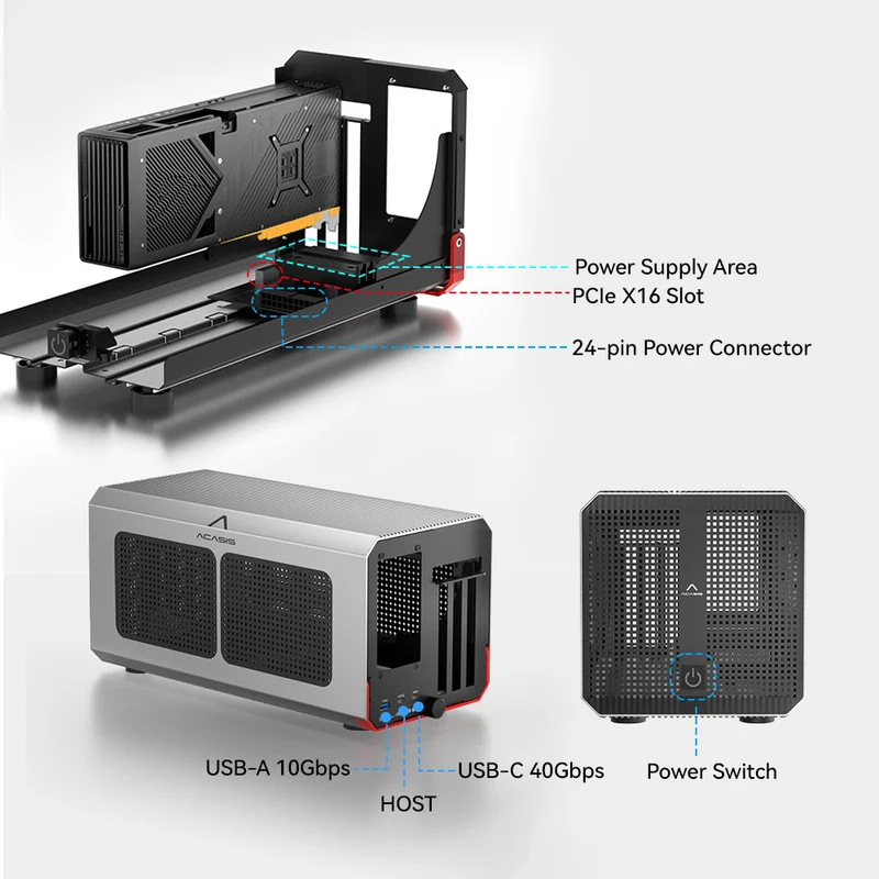 Carcasa eGPU Acasis de 40Gbps, - Gpu External Dock Egpu Thunderbolt 4 reseña y precio